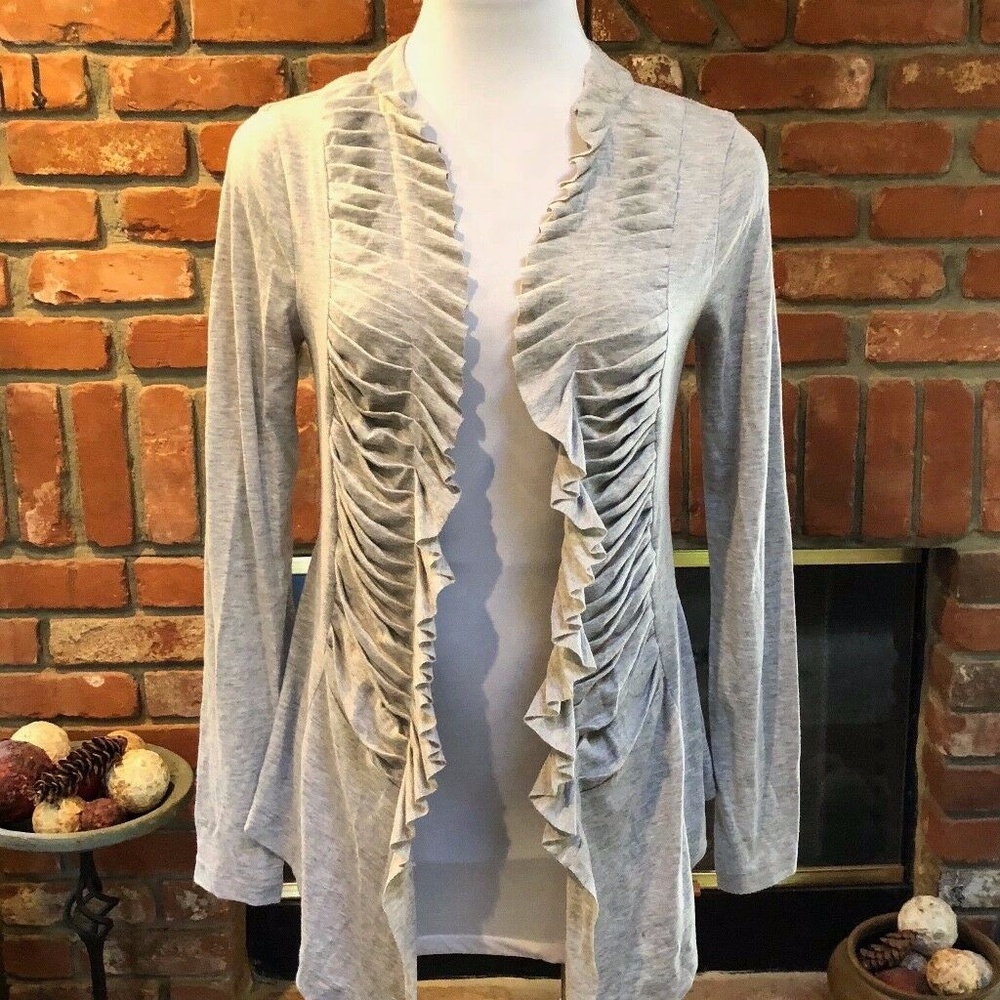 GRASS Collection Light Gray Ruffle Draping Jacket - Picture 4 of 10